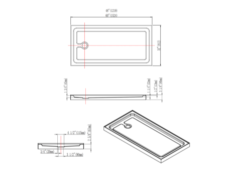 48" x 32" UNIVERSAL Shower Base - Image 3