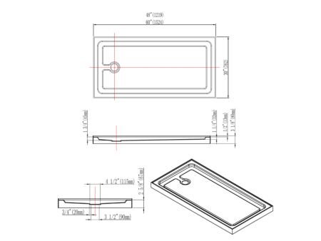 60" x 30" UNIVERSAL Shower Base - Image 3