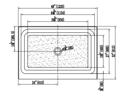 48" x 32" CENTRE Shower Base - Image 4