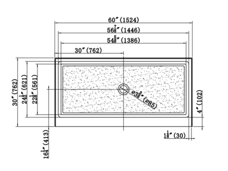 60" x 30" CENTRE Shower Base - Image 4