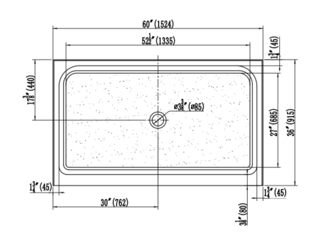 60" x 36" CENTRE Shower Base - Image 4