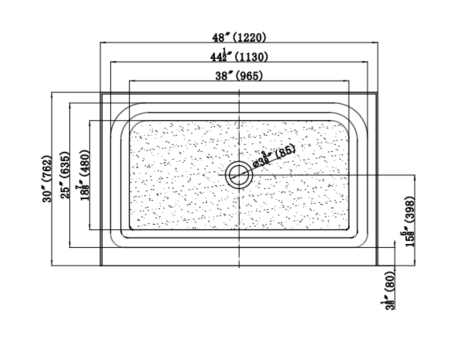 48" x 30" CENTRE Shower Base - Image 4
